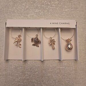 Wine Charms - Tropical Theme - Gold Tone - Set of 4 - NWT